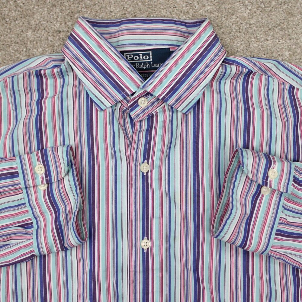 Polo Ralph Lauren Regent Dress Shirt‎ Adult 17 1/2, 36/37 Purple/Blue Custom Fit